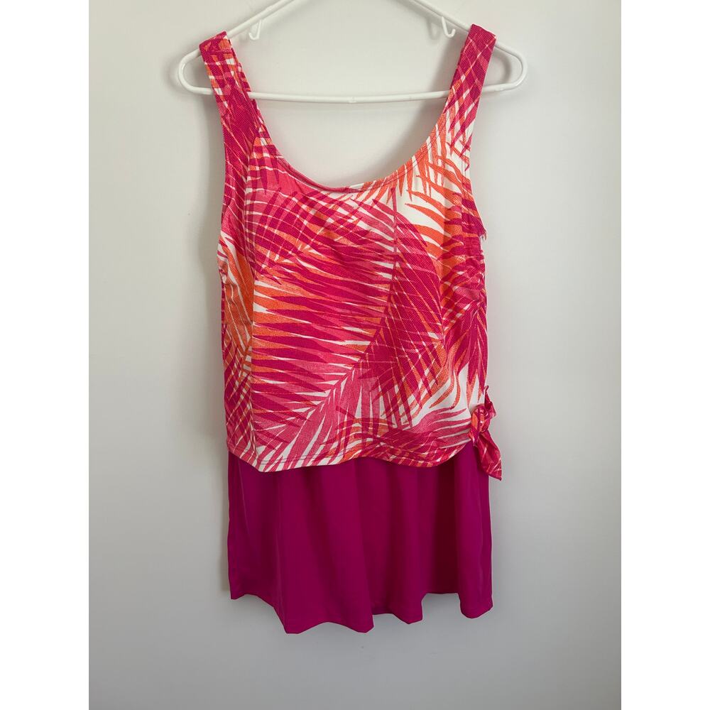 Calypso Cove Pink Floral Swim Dress One Piece Swimsuit, Size 12 - Picture 2 of 8